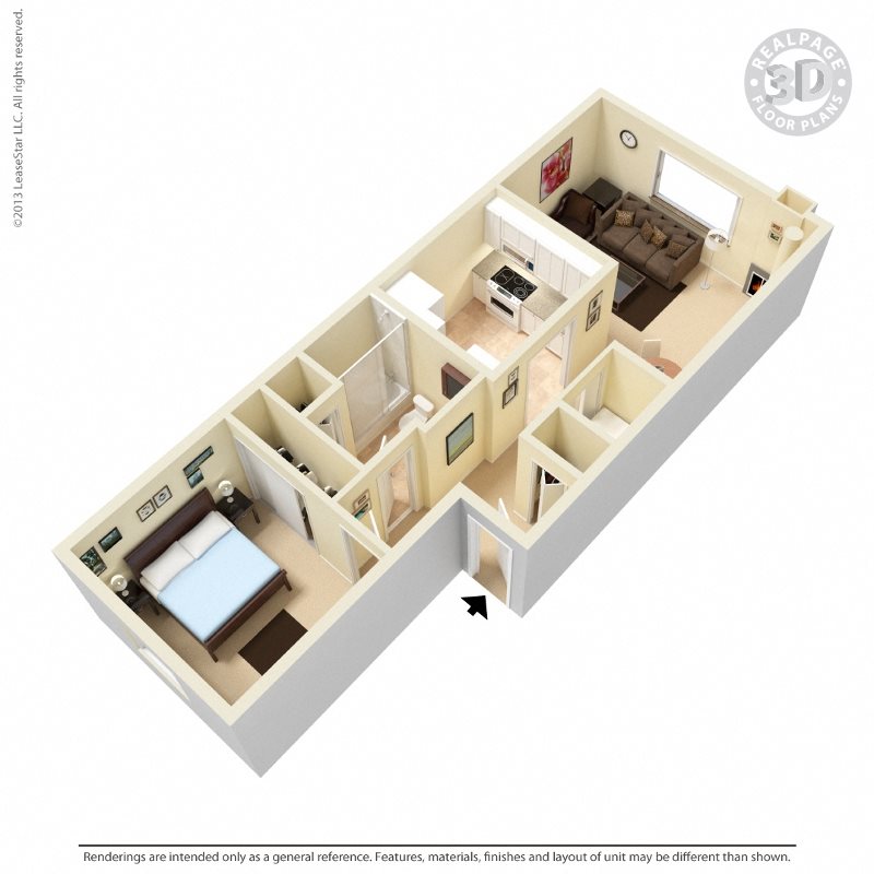 1x1 Floor Plan 2